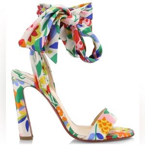 Christian Louboutin sandals crafted from printed silk